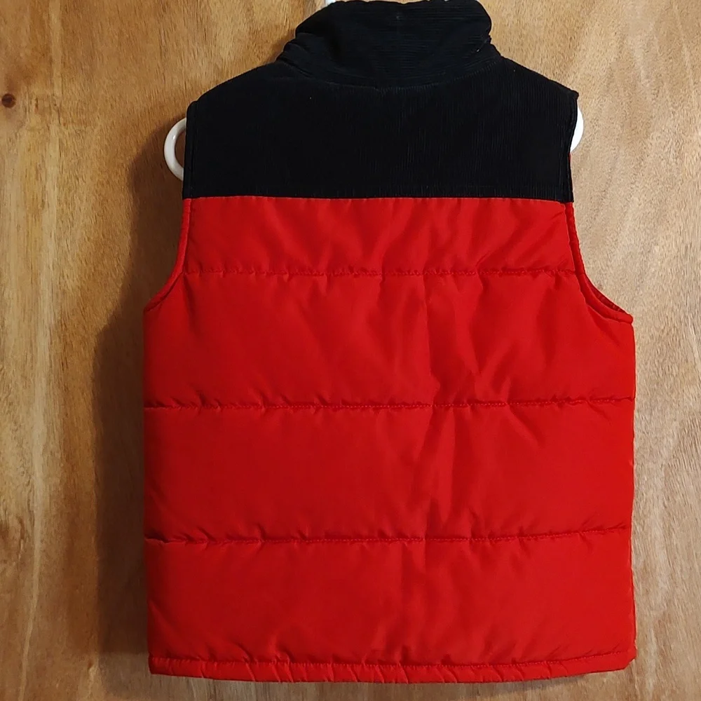 Carter's Little Boys Insulated Zip-Up Puffer Vest Red Black Corduroy Sherpa 5